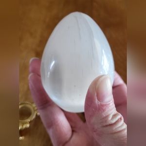 Moracan Selenite Egg Gemstone with natural veining no cracks or chips